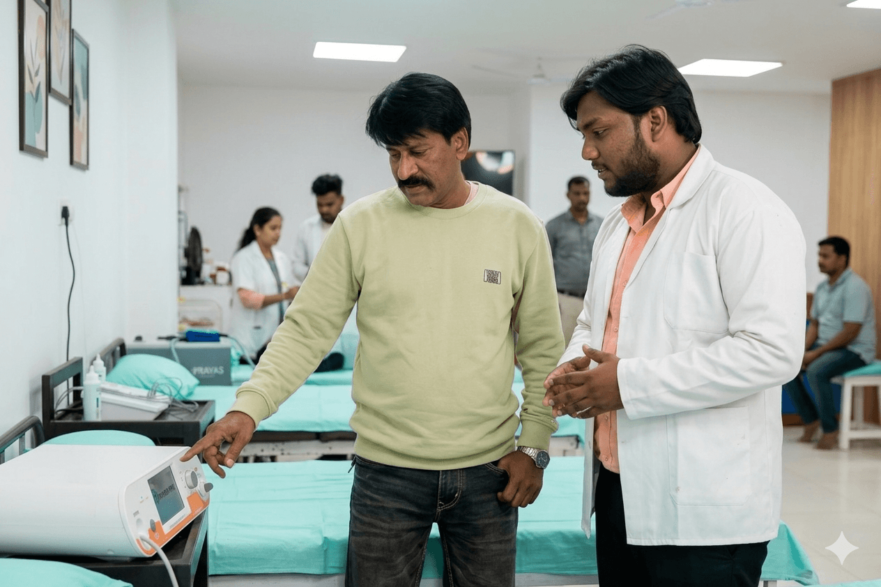 Doctor explaining equipment to patient