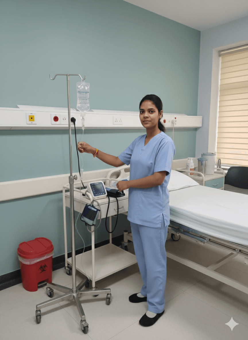 Healthcare professional with medical equipment