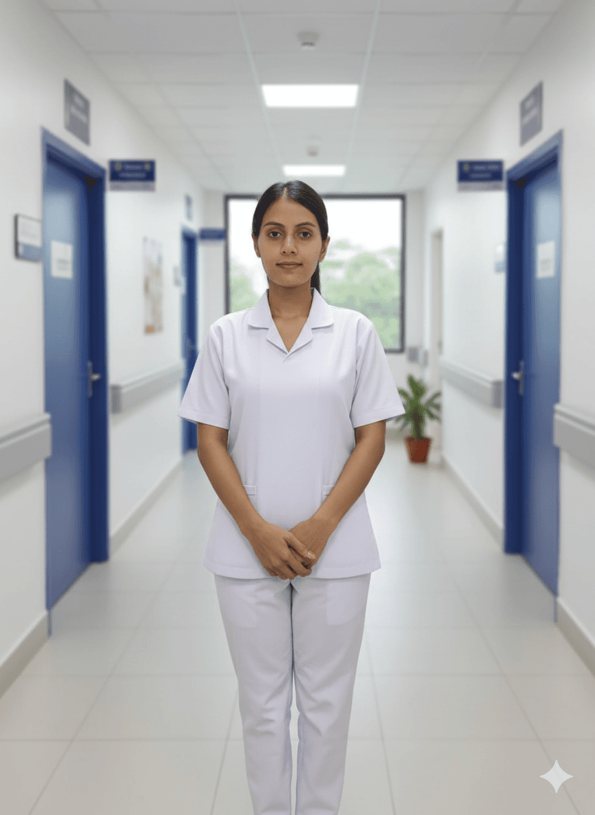 Warm and caring nurse providing motherly home care